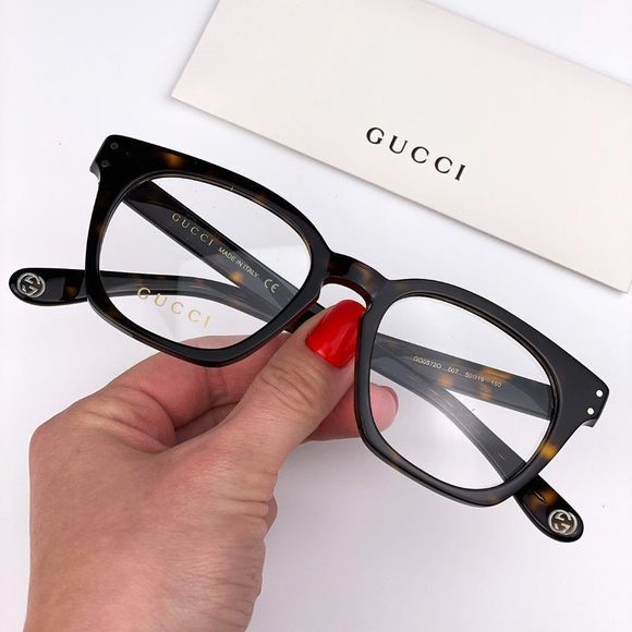 🔥 GUCCI Logo GG0572O 007 Eyeglasses Havana Square Unisex